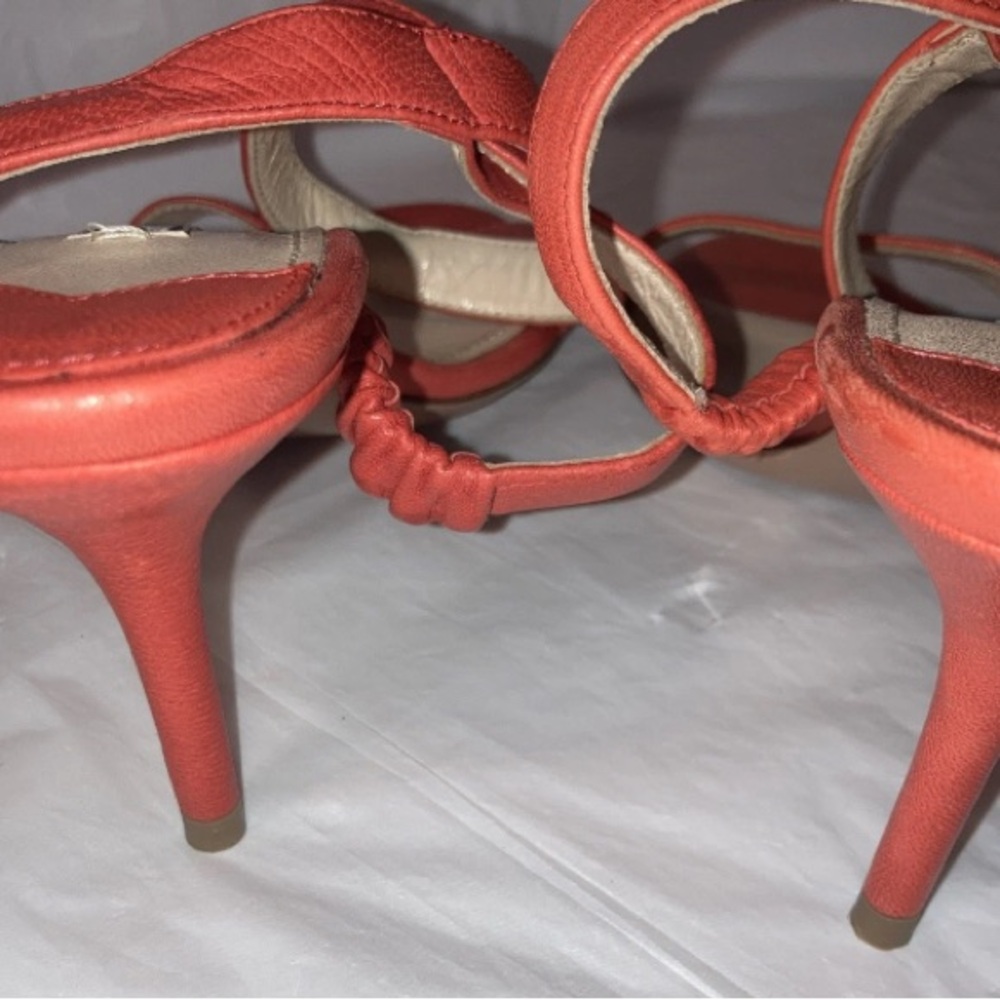 PRADA Leather Sling Back Open Toe Orange Cross Strappy On Shoes 37 US 6.5 - Picture 5 of 7